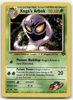 Koga's Arbok 25/132 Rare Gym Challenge Pokemon Unlimited NM/M - Image 1