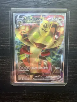 Pokemon TCG Sword & Shield Black Star Promo Holo Card Meowth VMAX SWSH005 - Image 1