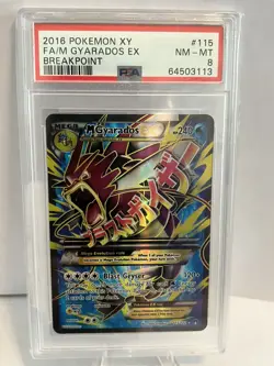 2016 Pokemon XY #115 Full Art FA/M Gyarados EX Breakpoint 115/122 English PSA 8 - Image 1