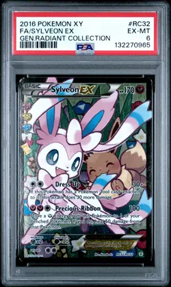 2016 POKEMON XY GENERATIONS RADIANT COLLECTION #RC32 FULL ART/SYLVEON EX PSA 6 - Image 1