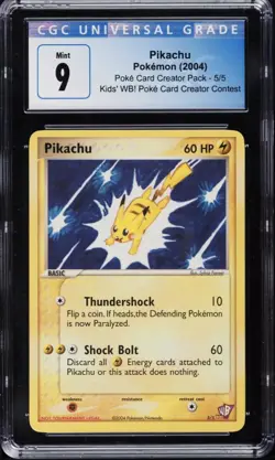 Pikachu WB 5 Poke Card Creator Pack Promo English Pokemon CGC 9 Blue Label!!! - Image 1