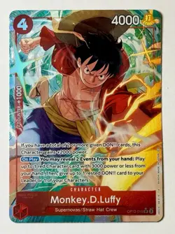 2025 One Piece Monkey D. Luffy OP12-015 SR Legacy of the Master (Alt Art) Foil - Image 1