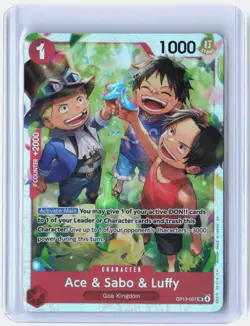 One Piece OP13-007 Ace & Sabo & Luffy Character SR Foil Art English Near Mint - Image 1