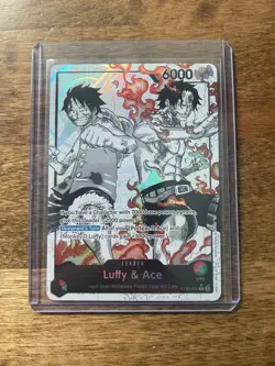 ST30-001 Luffy Ace Parallel L-P Leader Black White Textured Star - Image 1