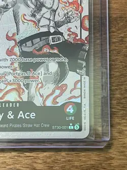 ST30-001 Luffy Ace Parallel L-P Leader Black White Textured Star - Image 2