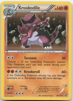 Krookodile 65/114 Holo Black and White Pokemon Card LP - Image 1