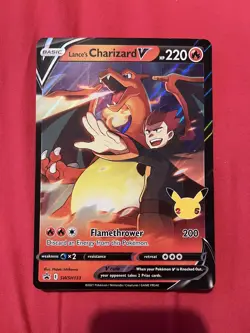Pokemon TCG Lance's Charizard v SWSH133 Celebrations Black Star Promo Jumbo Card - Image 1