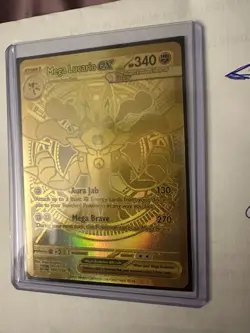 Mega Lucario EX Gold Mega Ultra Rare 188/132 English Mega Evolution Pokemon Card - Image 3