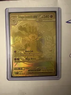 Mega Lucario EX Gold Mega Ultra Rare 188/132 English Mega Evolution Pokemon Card - Image 4