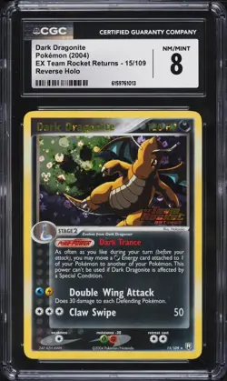 Pokemon Dark Dragonite 15/109 Reverse Holo Team Rocket Returns Stamp CGC 8 - Image 1