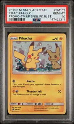 2019 POKEMON SM BLACK STAR PROMO PIKACHU #SM162 PSA 10 GEM MINT #147423211 - Image 1