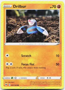 Drilbur 091/185 Common Vivid Voltage Pokemon Near Mint - Image 1
