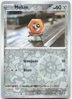 Meltan 102/142 Common Stellar Crown Pokemon Reverse Holo Lightly Played - Image 1