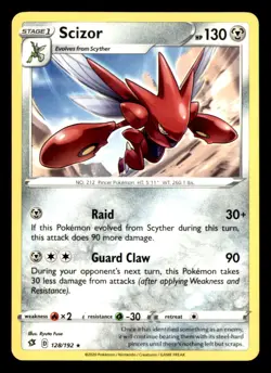 Scizor 128/192 Rare Rebel Clash Pokemon Near Mint - Image 1
