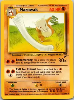 Marowak 52/130 Uncommon Base Set 2 Pokemon Near Mint - Image 1