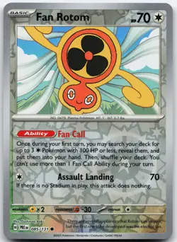 FAN ROTOM 085/131 COMMON SV: PRISMATIC EVOLUTIONS POKEMON REVERSE HOLO NM - Image 1