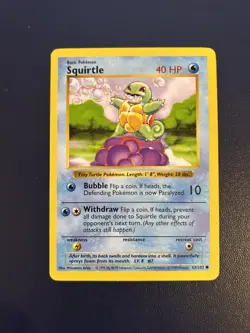 Squirtle 63/102 - LP - Base Set - SHADOWLESS - Non-Holo - Pokemon TCG - Image 1