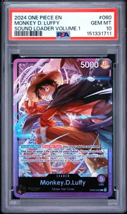 2024 ONE PIECE PROMOS SOUND LOADER VOLUME.1 #060 MONKEY D. LUFFY PSA 10 - Image 1