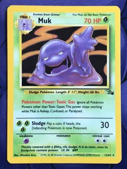 Muk 13/62 - Fossil Holo Rare - Vintage WOTC 1999 Pokemon Card - NM NEAR MINT - Image 1