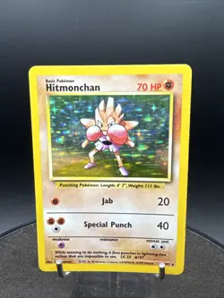 Hitmonchan 7/102 Base Set Rare Holo Pokemon Card Vintage WOTC Wizards - Image 2