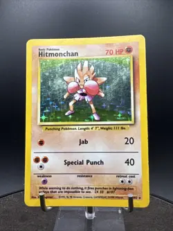 Hitmonchan 7/102 Base Set Rare Holo Pokemon Card Vintage WOTC Wizards - Image 3