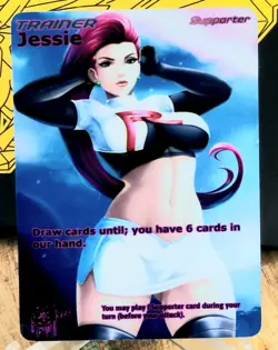 Pokemon Jessie Anima Waifu Sexy Doujin ACG DIY Trainer Full Art Card Holo - Image 1
