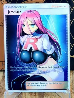 Pokemon Jessie Anima Waifu Sexy Doujin ACG DIY Trainer Full Art Card Holo - Image 1