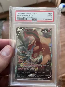 2022 Pokemon SWSH Charizard V Brilliant Stars PSA 9 Mint Card - Image 1