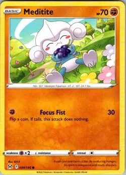 Meditite Lost Origin 099/196 Common Pokemon Near Mint - Image 1