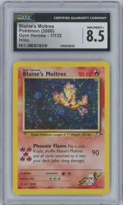 2000 Pokemon Gym Heroes Blaine’s Moltres CGC 8.5 Holo #1 - Image 1