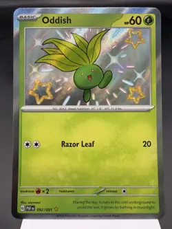 Oddish 092/091 - Shiny Holo Rare - Paldean Fates Pokemon Card MINT - Image 1