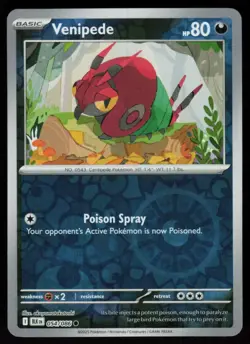 Venipede 054/086 Common Black Bolt Pokemon Reverse Holo Near Mint - Image 1