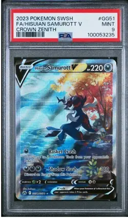2023 POKEMON SWORD & SHIELD CROWN ZENITH #GG51 FULL ART/HISUIAN SAMUROTT V PSA 9 - Image 1
