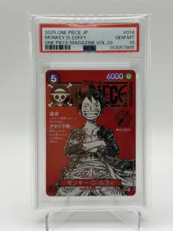 2025 One Piece Japanese One Piece Magazine Vol.20 #014 Monkey D Luffy PSA 10 - Image 1