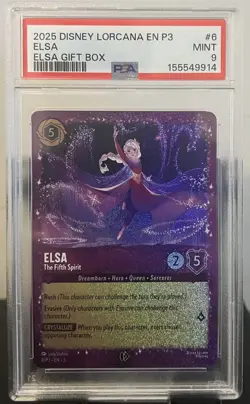2025 DISNEY LORCANA EN P3-PROMO ELSA GIFT BOX #6 ELSA - THE FIFTH SPIRIT PSA 9 - Image 1