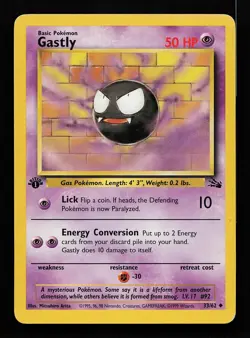 Gastly 33/62 1st Edition Uncommon Fossil Pokemon Card - Image 1