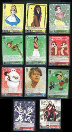 2023 Weiss Schwarz Disney 100 Card Lot 11 Cards Luke Iron Man Minnie Snow White - Image 1