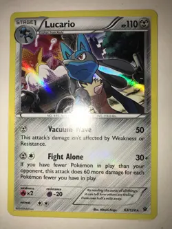 Lucario 63/124 XY Fates Collide 2016 Holo Rare Pokemon TCG Card - VLP - Image 1