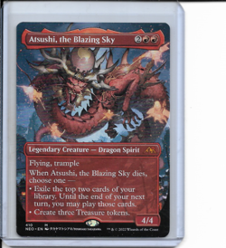 Magic the Gathering Atsushi, the Blazing Sky Borderless Mythic Kamigawa Neon NM - Image 1