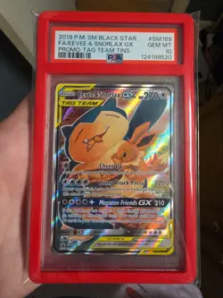 Pokemon Eevee & Snorlax GX Tag Team Promo Card #SM169 PSA 10 - Image 1
