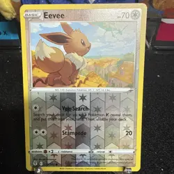 Pokemon TCG Eevee Reverse Holo Card Evolving Skies 125/203 Rayquaza - Image 1