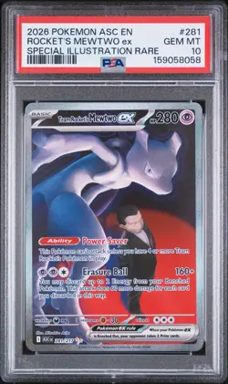 2026 POKEMON ASC EN-ASCENDED HEROES #281 TEAM ROCKET'S MEWTWO EX PSA 10 - Image 1