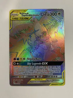 Pokemon Moltres Zapdos Articuno GX 69/68 Hidden Fates Rainbow Secret Rare - Image 3