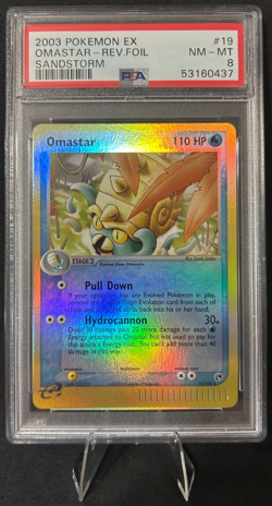 2003 POKEMON EX SANDSTORM 19/100 OMASTAR REVERSE FOIL PSA 8 - Image 1