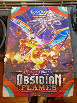 Pokemon TCG - OBSIDIAN FLAMES - flag Cloth Banner 24" x 36" Charizard - Image 1