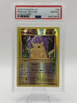 Pokemon Pikachu TCG Evolutions 35/108 Reverse Holo PSA 10 - Image 1