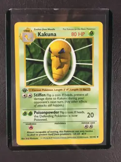 1999 Pokemon Game Base Set 1st Edition #33 KAKUNA Shadowless EX Light Play - Image 3