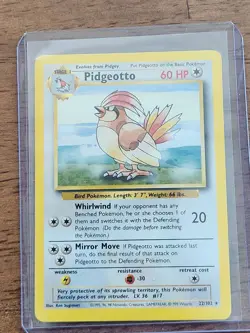 Pokemon Pidgeotto 22/102 Base Set Unlimited Non-Holo NM Vintage WOTC - Image 1