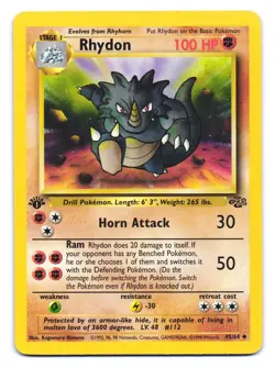 Rhydon 45/64 Uncommon Jungle Pokemon 1st Edition HP - Image 1