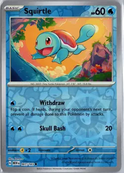 Squirtle 007/165 Common 151 Pokemon Reverse Holo Lightly Played - Image 1